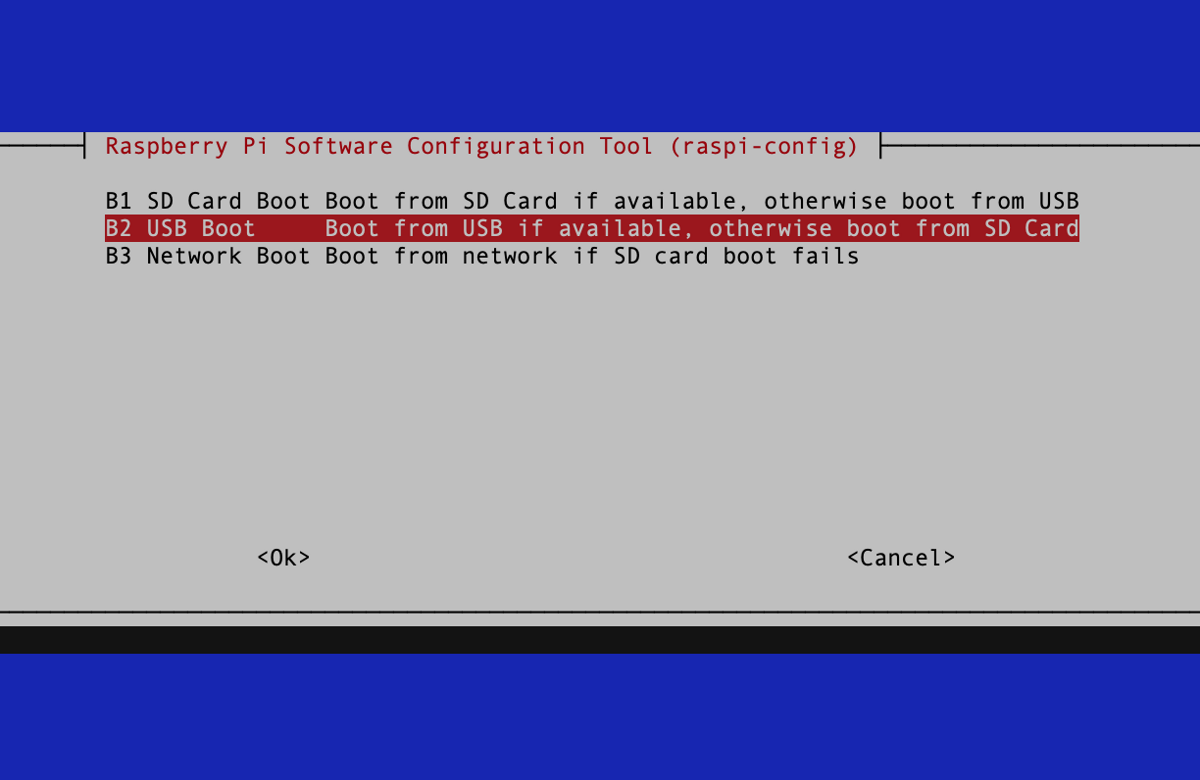 Selecting USB Boot from Raspi-Config