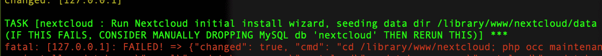 SQL error regarding NextCloud during install